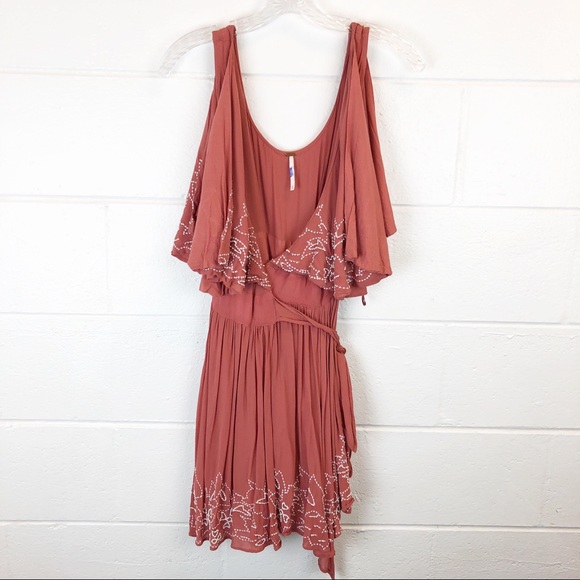 Free People Sylvia Dress Wrap Mini Dusty Mauve XS - Picture 2 of 8